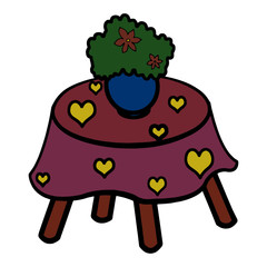 Table cartoon illustration isolated on white background for children color book