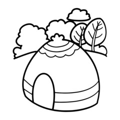 Cute tent cartoon illustration isolated on white background for children color book