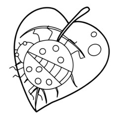 Ladybug cartoon illustration isolated on white background for children color book