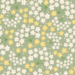 vintage floral seamless pattern, flat design for use as background, wrapping paper or  wallpaper