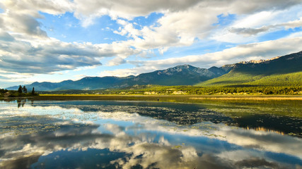 Rocky Mountains Reflection in Wetlands Landscape