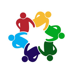 Logo happy people holding hands business icon