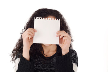 woman holding blank sign