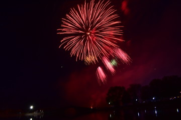 Fototapeta na wymiar Bloomington, Illinois, USA - 4th July 2018 - Illinois July Fourth Fireworks