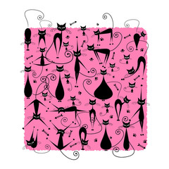 Black cats family, silhouette for your design