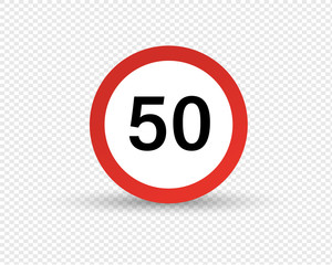 Road sign, restriction of maximum speed of movement on road.