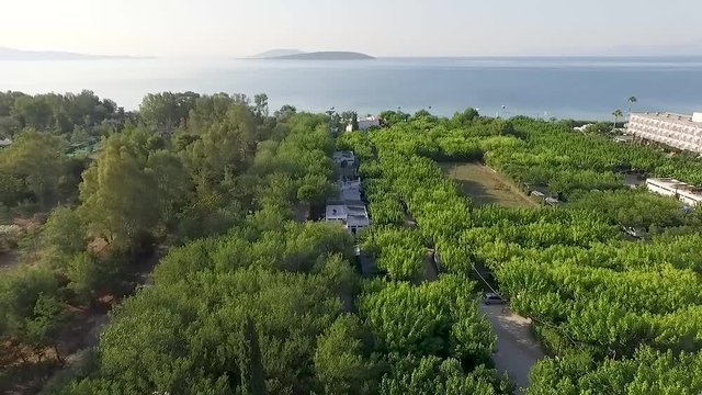 Aerial footage of a Greek beach during summer