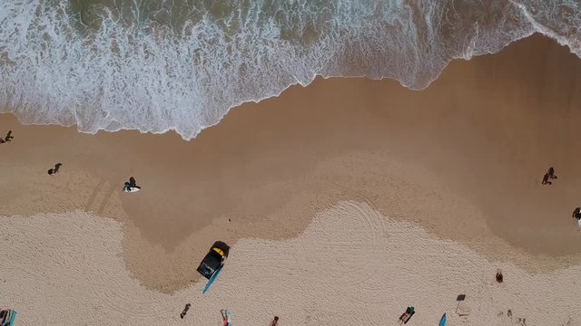 Aerial shot of waves coming in over bondi beach, sydney, new south wales, australia