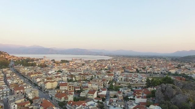 4K Drone footage in Nafplio during sunset