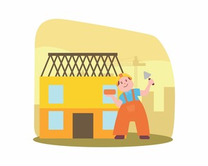 construction worker foreman builder construction site engineer contractor cartoon character