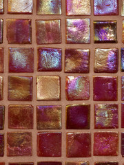 Colorful jewel tone mosaic tile wall abstract background