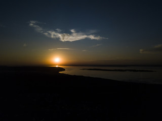 Fototapeta na wymiar Sunset from a bird's flight.