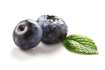 Blueberries on white background