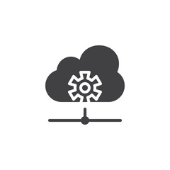 Cloud Computing Settings vector icon. filled flat sign for mobile concept and web design. Network setting simple solid icon. Symbol, logo illustration. Pixel perfect vector graphics