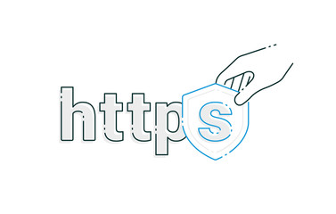 Safe and Secure Web sites on the Internet. HTTPS Protocol. SSL certificate for the site. Advantage TLS. Vector illustration.