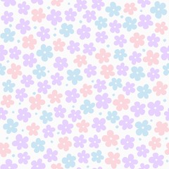 floral seamless pattern, flat design for use as background, wrapping paper or  wallpaper