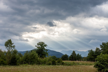 dramatic dark clouds landscape