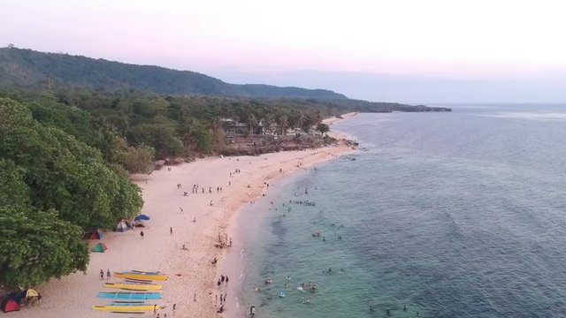 A drone shot of the beach in Bolinao, Pangasinan, Philippines.