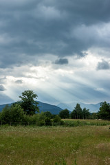 dramatic dark clouds landscape