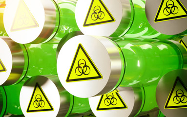 novichok Nowtischok pile of chemical warfare agents  in metal glass canister