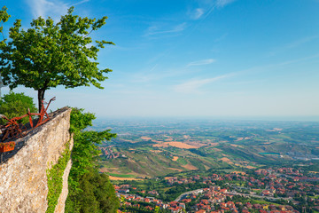 Fototapeta na wymiar San Marino city view from above