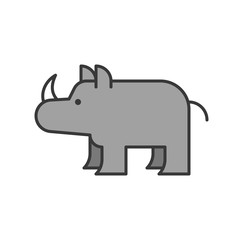 rhino, animal in zoo icon set, filled outline design