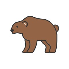 Fototapeta na wymiar bear, forest animal in zoo icon set, filled outline design