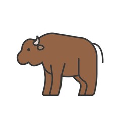 bison, wild animal icon set, filled outline design
