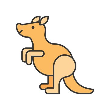 kangaroo, animal in zoo icon set, filled outline design