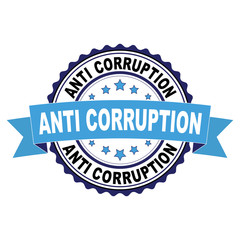 Blue black rubber stamp with Anti corruption concept