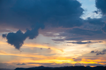 Fototapeta na wymiar landscape of clouds sky sunset over mountains