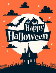 Happy Halloween Illustration on background of the moon