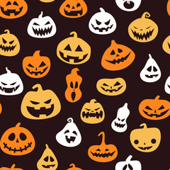 Seamless pattern for Halloween with pumpkins