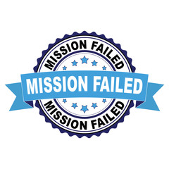 Obraz premium Blue black rubber stamp with Mission failed concept