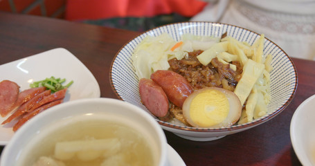 Minced pork rice in Taiwanese restaurant