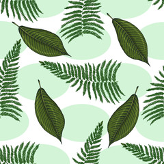 Tropical leaves seamless pattern sketches 8