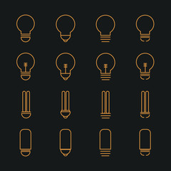 Light bulb icon set vector