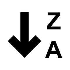sort from Z to A, arrow button icon