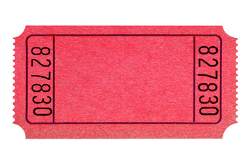 Blank red ticket isolated - obrazy, fototapety, plakaty