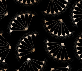 floating umbels seamless pattern in black and gold