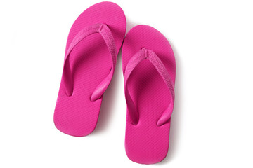 Pink flip flop sandals isolated on white background