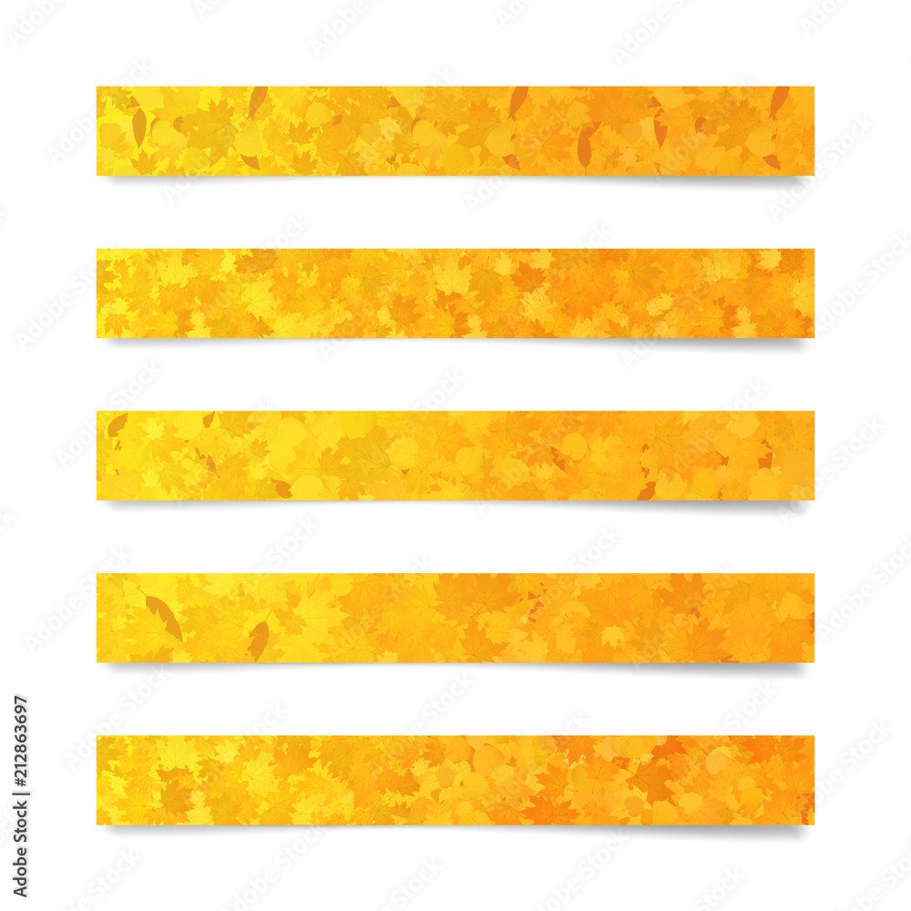Canvas Prints set of yellow horizontal autumn web banners with leaves texture for sites and advertisement.