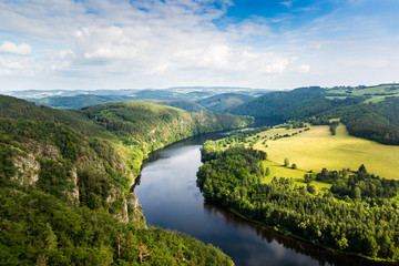 Fototapeta na wymiar View of Vltava river from Solenice viewpoint, Czech Republic