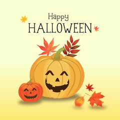 Lächelnder Halloween Kürbis unter der Schrift: 