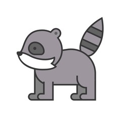 Raccoon,  filled outline design