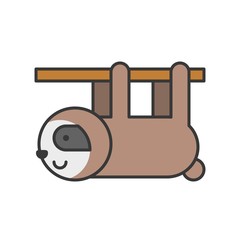 sloth, animal in zoo icon set, filled outline design