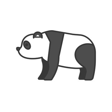 panda, animal in zoo icon set, filled outline design