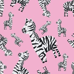 Fototapeta na wymiar Seamless vector pattern whith cute textile zebra
