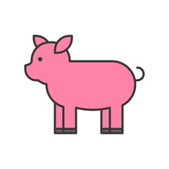 pig, animal icon set, filled outline design