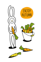 Enjoy autumn greeting card. Vegetable harvest season.